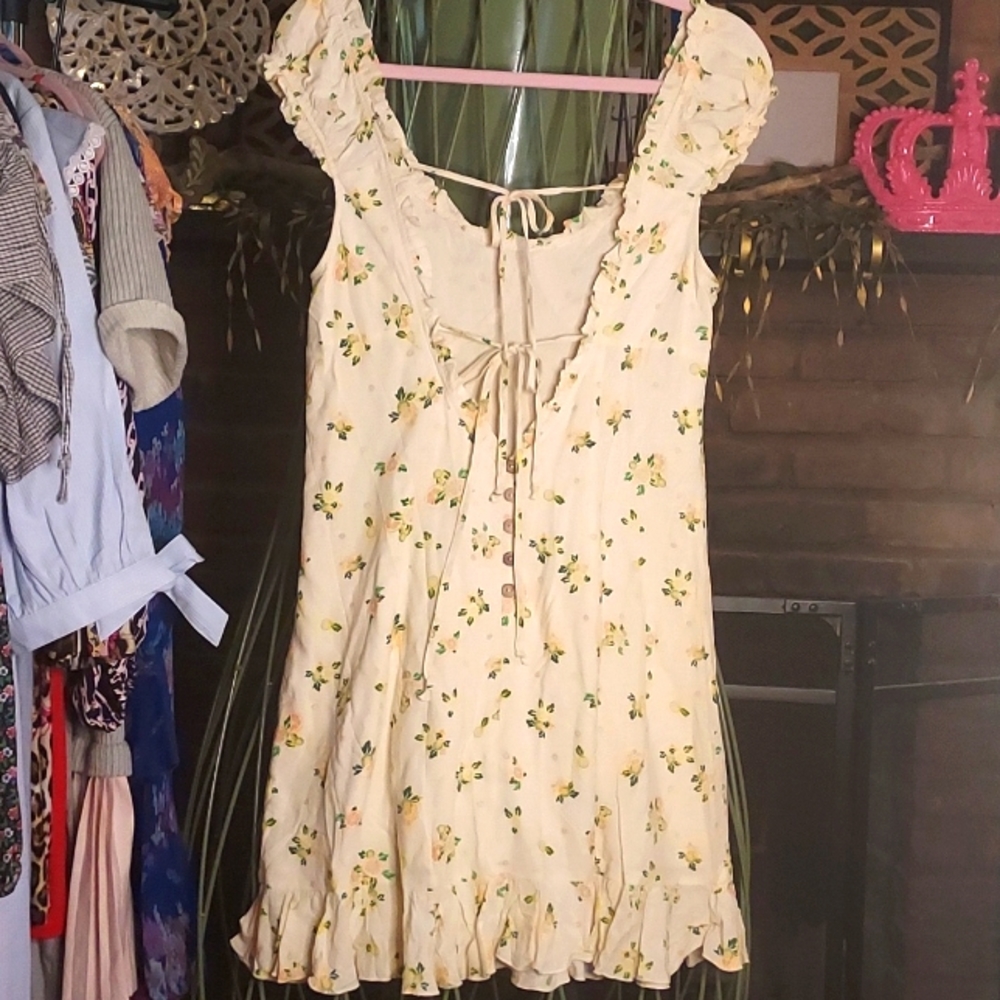 FREE PEOPLE Citrus Surprise Ruffled Open Tie Back Dress